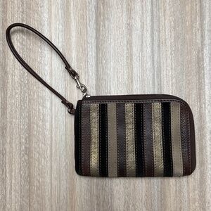 Fossil Vintage Striped Wristlet Brown, Gold Black